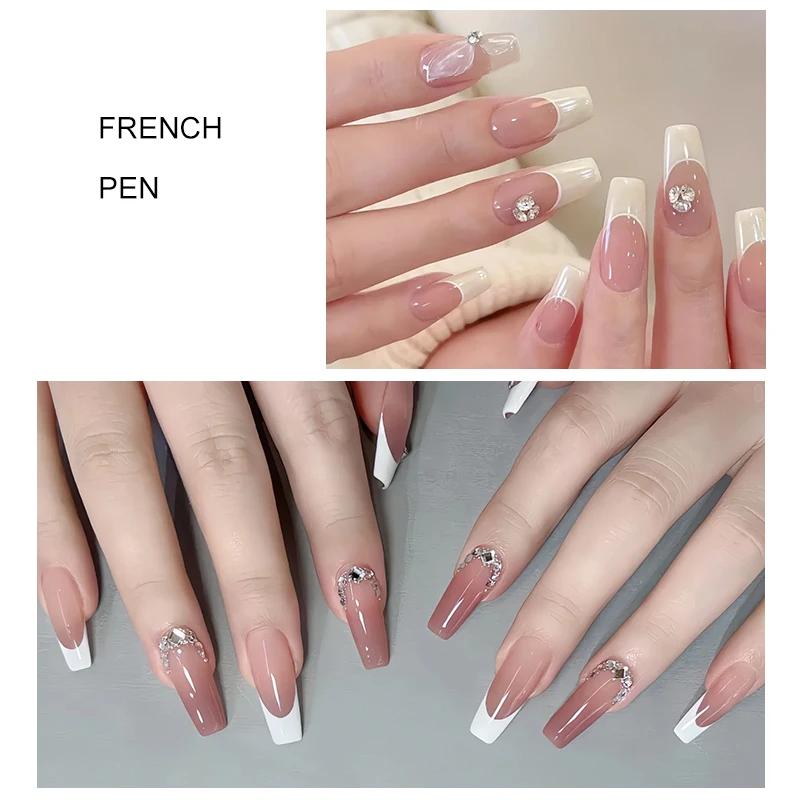 RS Nail – brosse professionnelle pour Nail Art français, en forme de demi-lune, Gel UV et peinture a
