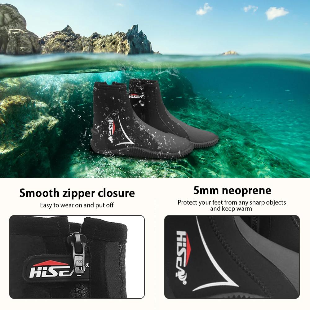 Bottes de plongée en néoprène 5mm, bottes de combinaison avec fermeture éclair latérale pour hommes