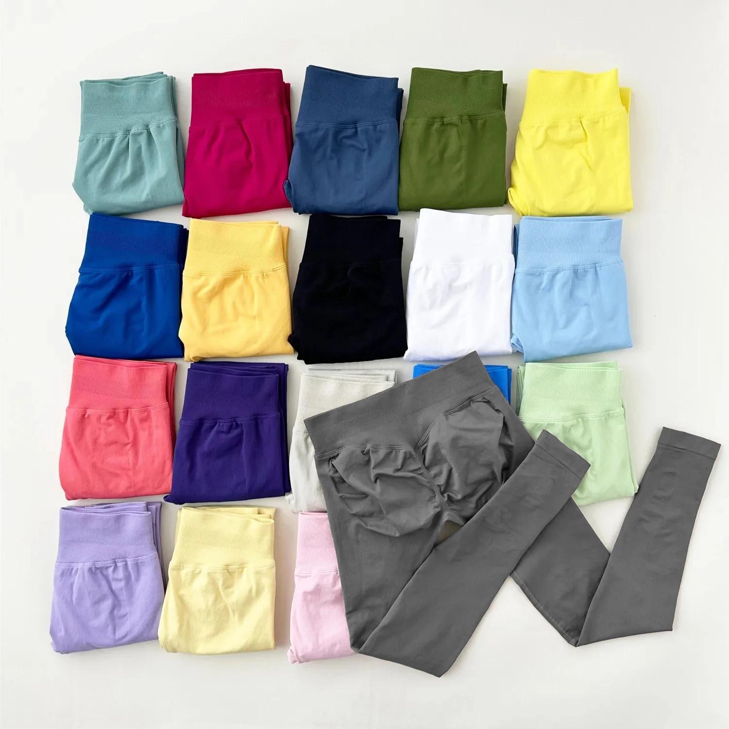Leggings de sport pour femmes, sans couture, taille haute, effet froncé aux fesses, pour yoga, entra