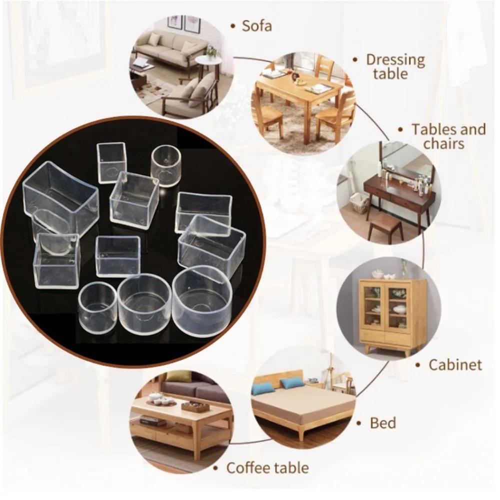 Pieds de Chaise Antidérapants en PVC, Couvre-Pieds de Meubles Carrés, Ronds, Silencieux et Résistant