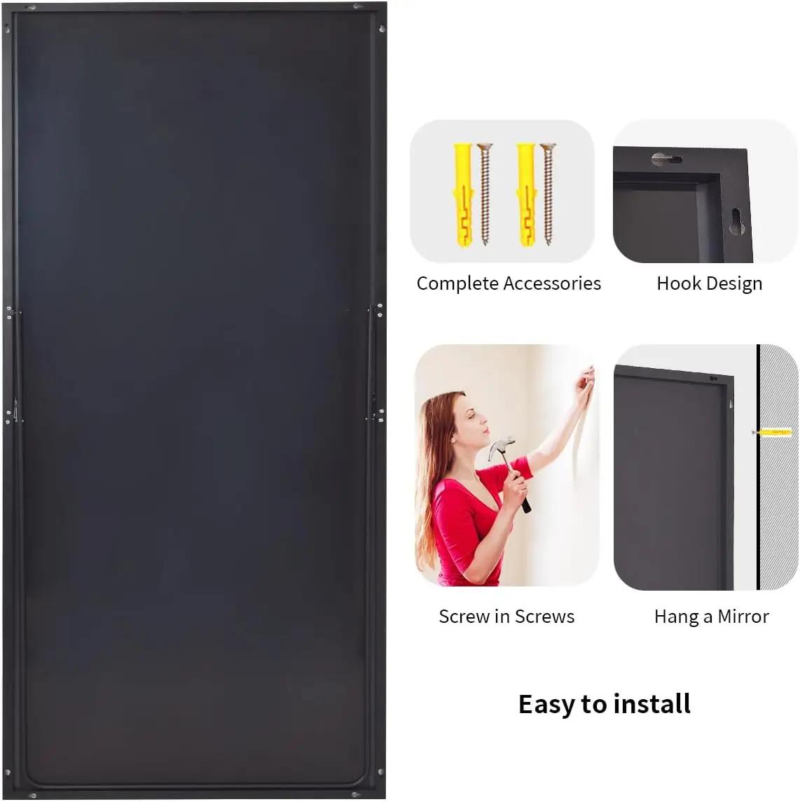 Grand miroir pleine longueur 34 "x 76", miroir de sol avec support, miroir de courtoisie mural avec 