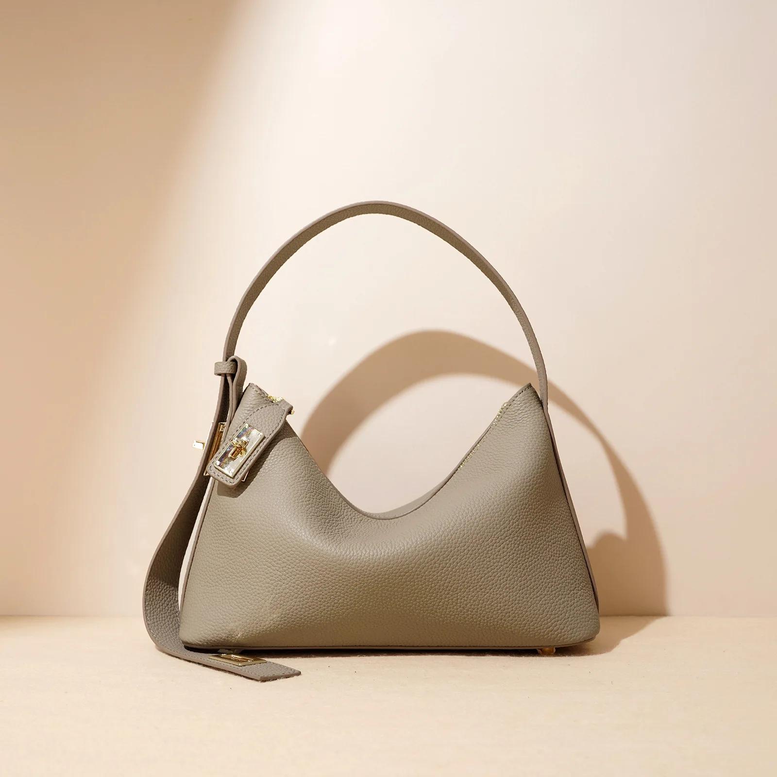 Sac à main en cuir véritable pour femmes, couleur unie, à la mode, assorti avec tout, décontracté, p