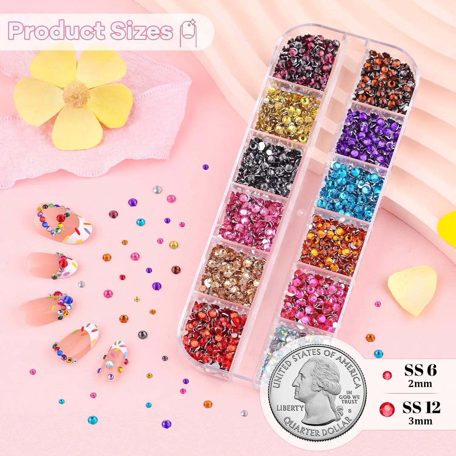 5000 pièces petits strass en résine pour Nail Art, strass colorés 2/3MM pierres précieuses pour ongl