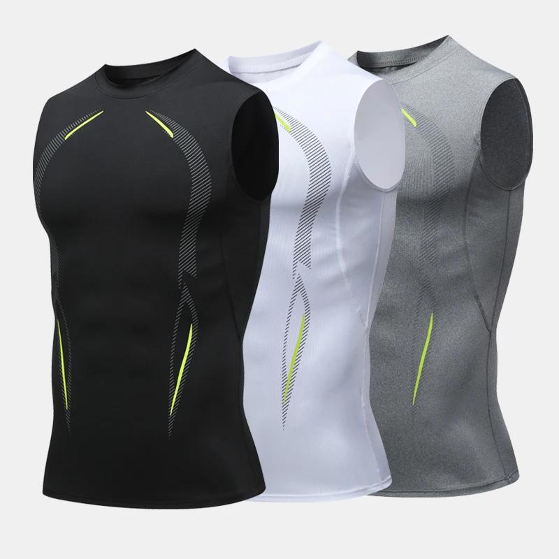 Débardeur de Compression pour hommes, chemise de course, de gymnastique, sans manches, séchage rapid