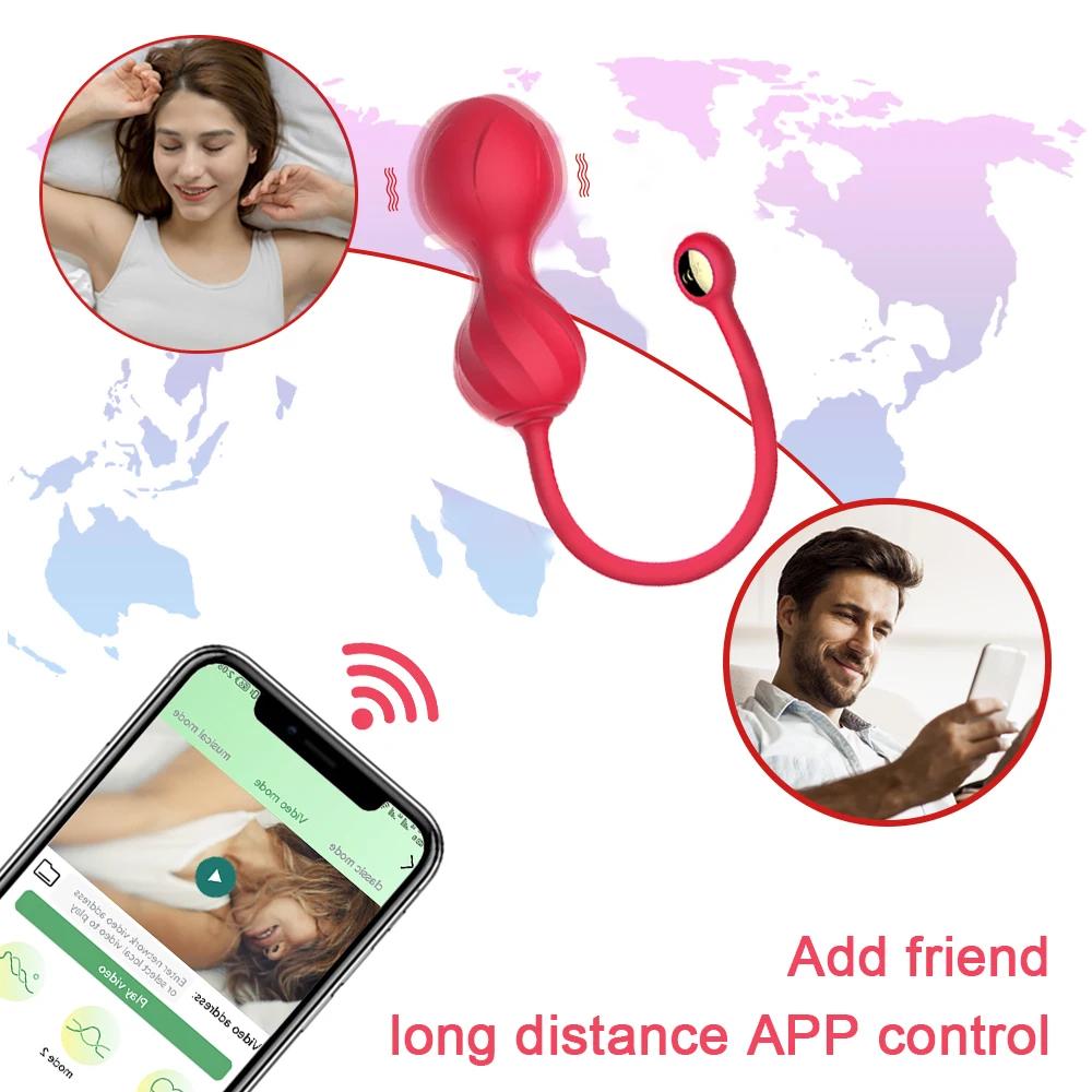 Andrea Vagina-Vibromasseur télécommandé pour femme, boule de Kegel, Bluetooth, point G, vêtements po