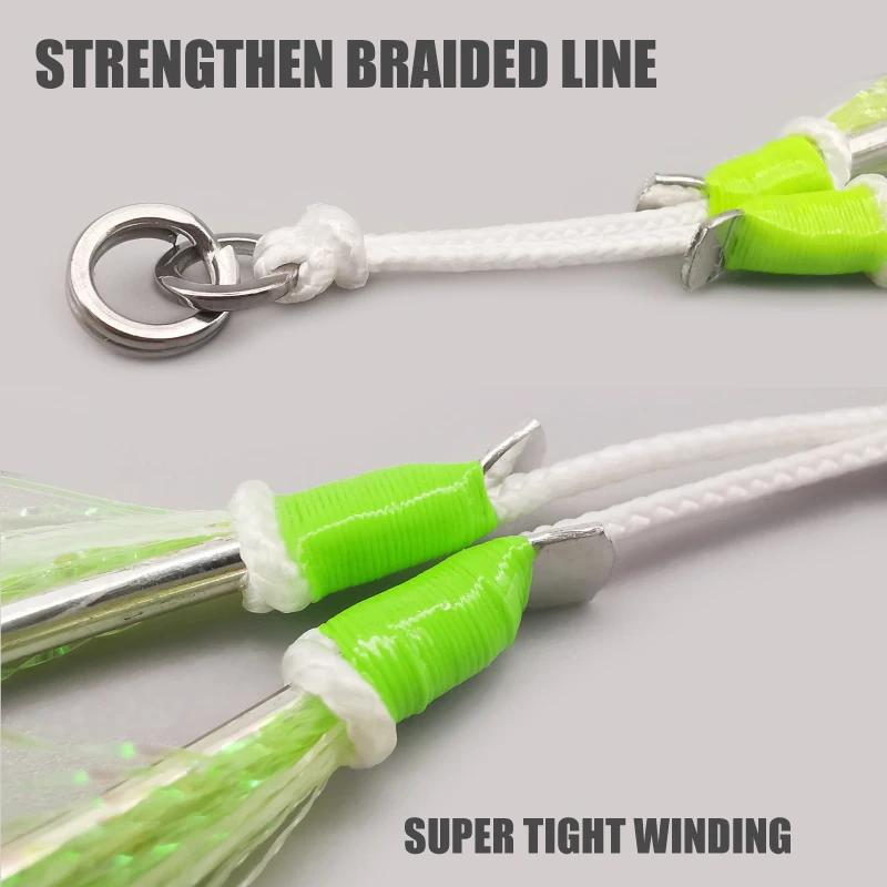 1-SJ – double assistance à gabarits lent avec crochets Mustad, hameçons de gabarits lumineux, hameço