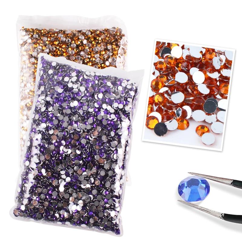 Grand paquet de strass en résine Non correcteurs, 2-6mm, vente en gros, cristaux en plastique à dos 