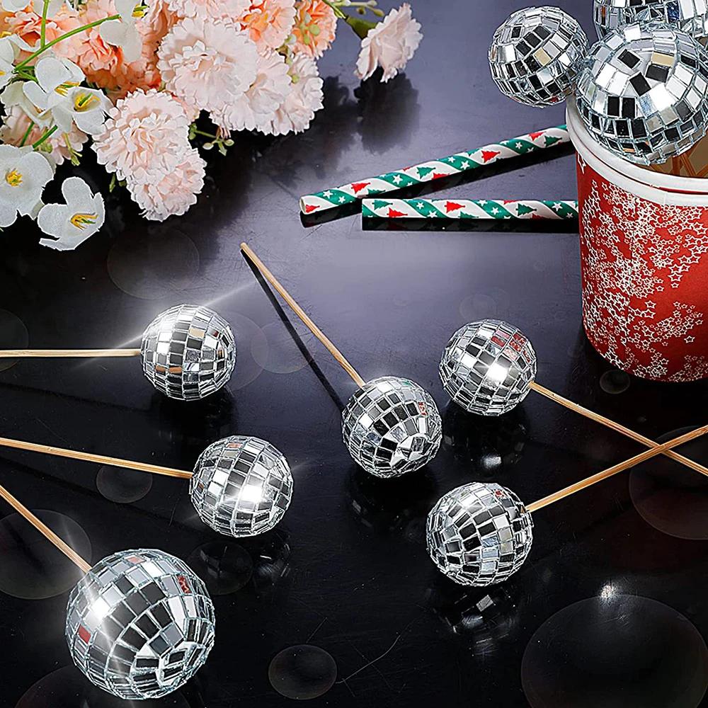 Boule Disco miroir 2-10cm, décorations de fête des années 70, ornements suspendus réfléchissants pou