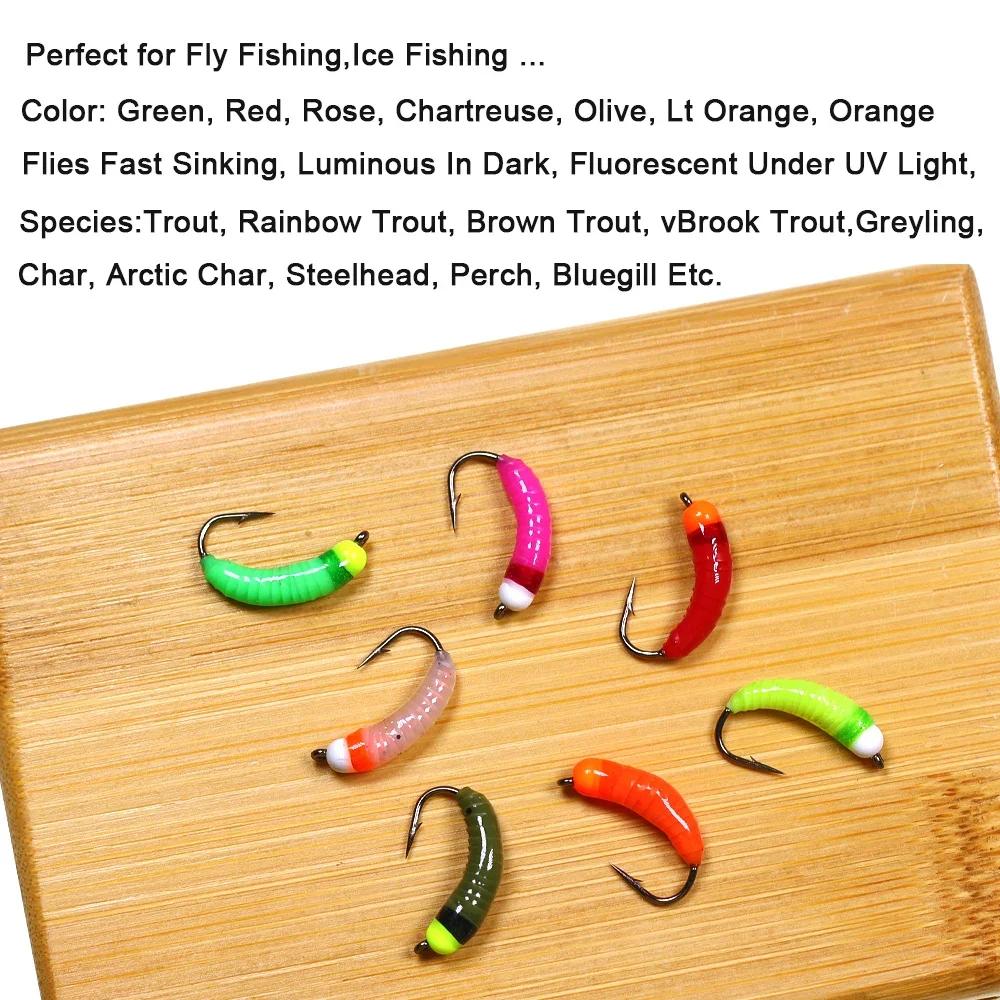 Vtwins 4 pêche sur glace lumineux tungstène perle tête nymphe Bug ver mouche Caddis larve insectes a
