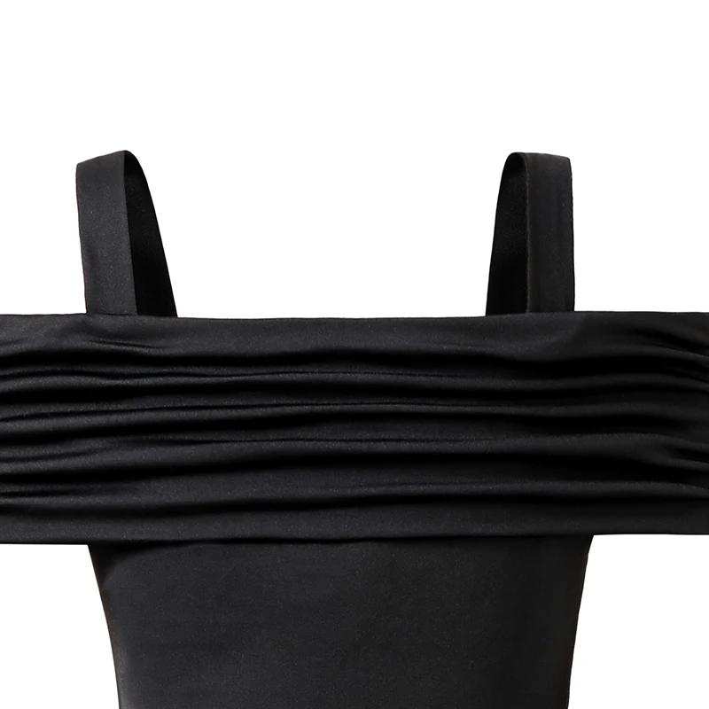 Robe d'été noire pour filles, couleur unie, écharpe, manches courtes, froncée, à plusieurs niveaux,