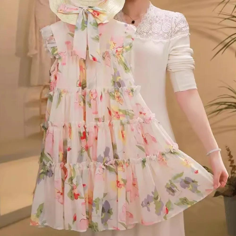 Robe princesse en mousseline de soie pour filles de 4 à 13 ans, Version coréenne, imprimé floral, gâ