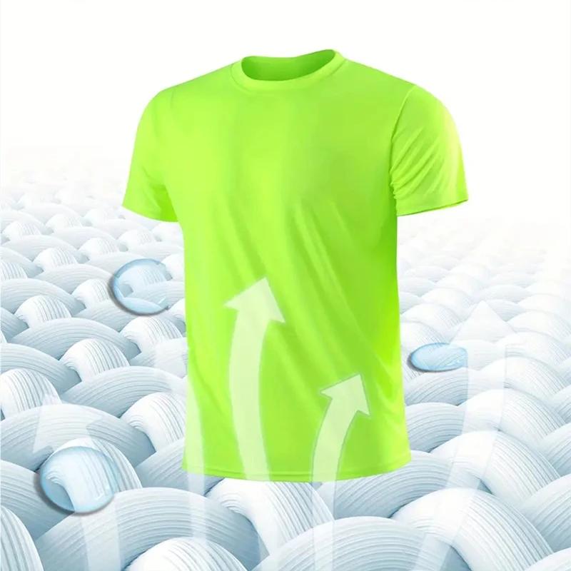 T-shirt de sport à col rond à séchage rapide pour homme, chemise de fitness, entraîneur de course, r
