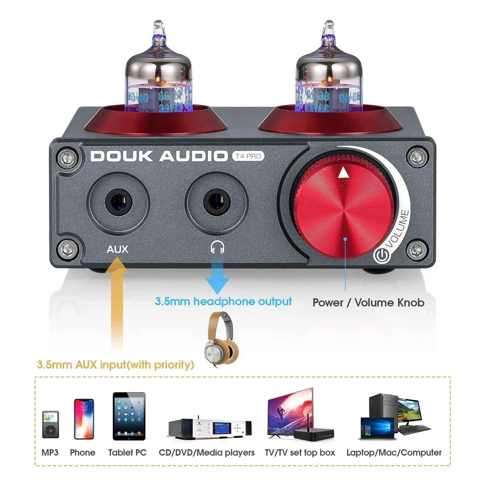 Douk – préampli Audio à Tube sous vide JAN5654, préampli Phono pour platines, téléphone/PC/MP3/TV, A