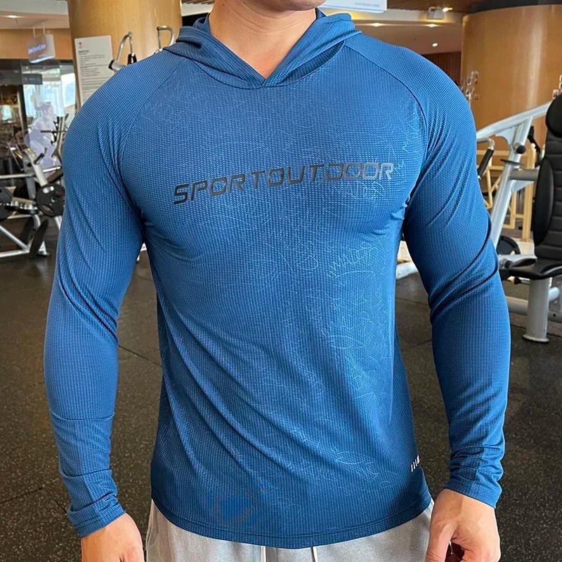 T-shirt à manches longues pour hommes, décontracté, Slim, élastique, sport, Fitness, confortable, re