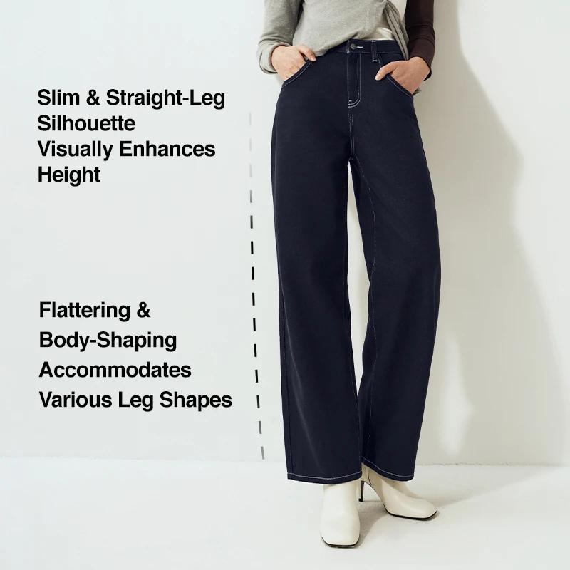 Semir jean femme jambe large doublé polaire confortable taille haute hiver 2025 nouveau pantalon lon