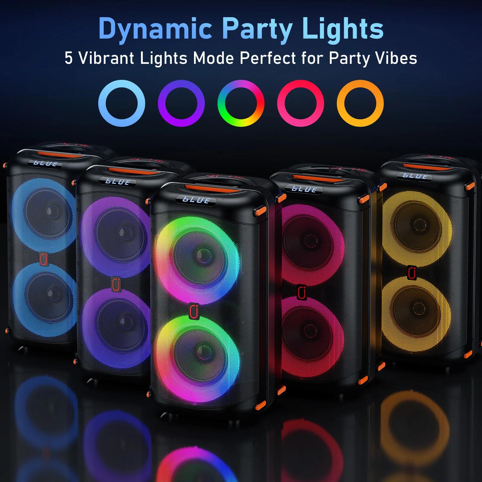 Machine de karaoké T27-T avec 2 microphones sans fil, système PA pour grandes fêtes avec lumières Di