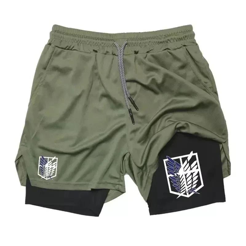 Nouveaux shorts de sport 2-en-1 pour hommes, respirants, décontractés, pour le jogging, l'été, avec 