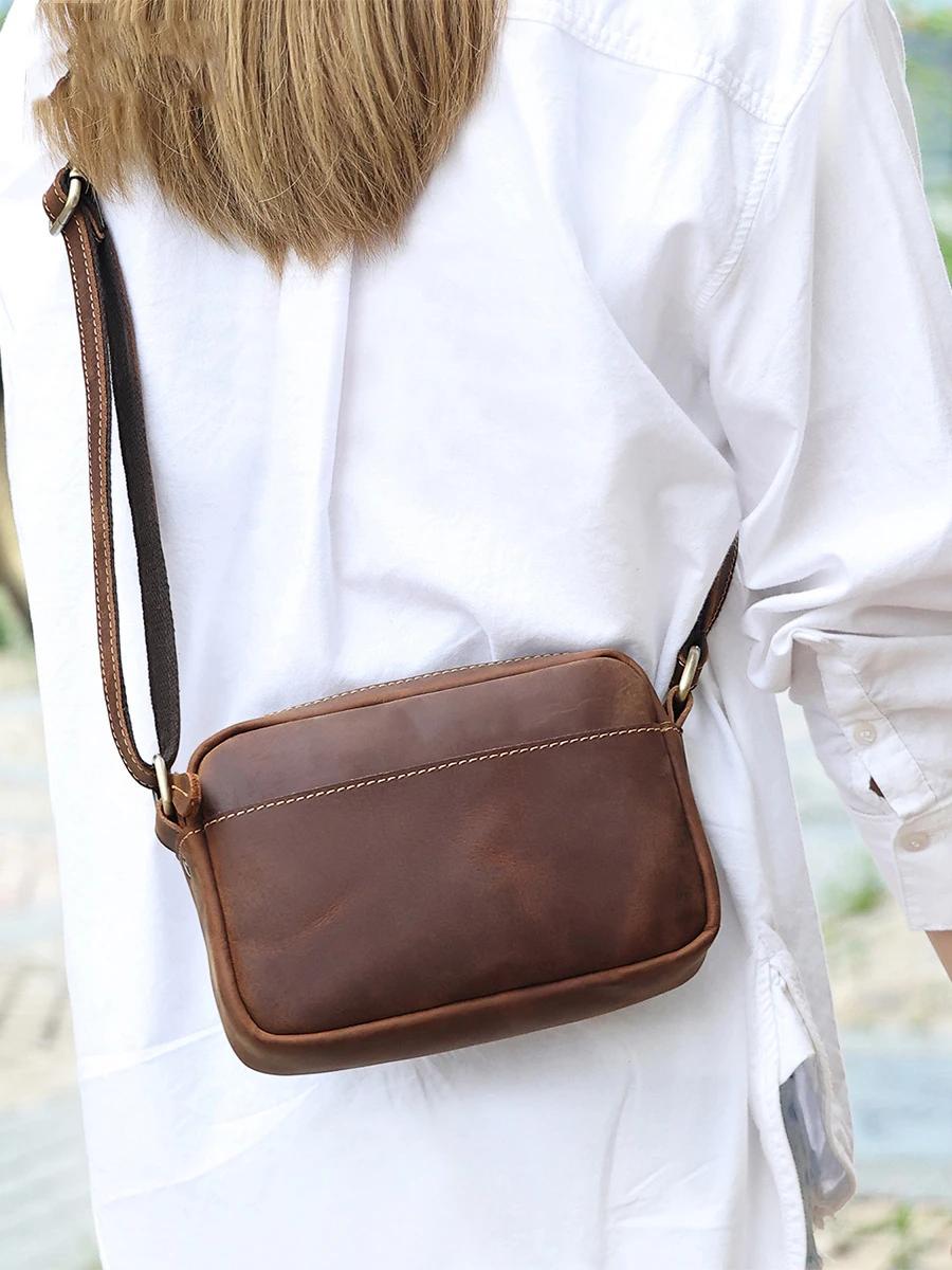 Crazy Horse – sac messager en cuir pour hommes et femmes, sac à bandoulière pour téléphone portable