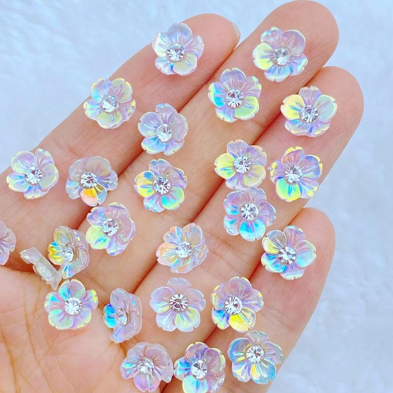 30 pièces nouveau mignon Mini brillant diamant fleur ongles strass gemmes paillettes Nail Art bijoux