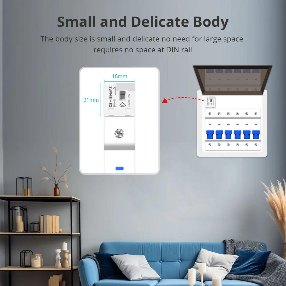 Zemismart Zigbee WiFi 63A MiNi compteur d'énergie capteur de moniteur électrique fonctionne avec Tuy