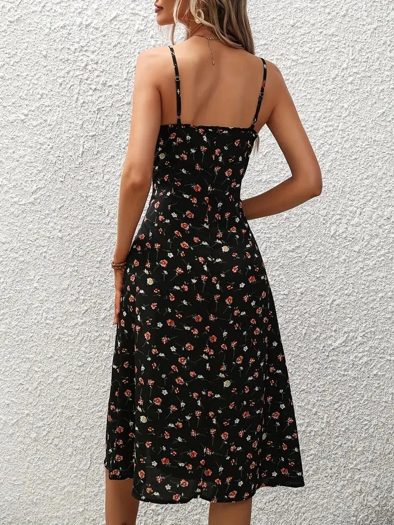 Robe de plage style Boho pour femmes, imprimé Floral, bretelles Spaghetti, imprimé, bretelles élégan