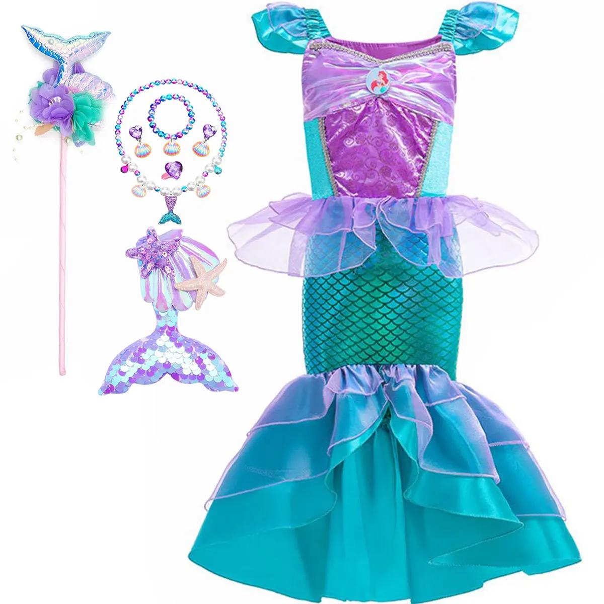 Costume de princesse Ariel de la petite sirène pour Halloween, robe pour filles, Cosplay, robe de si