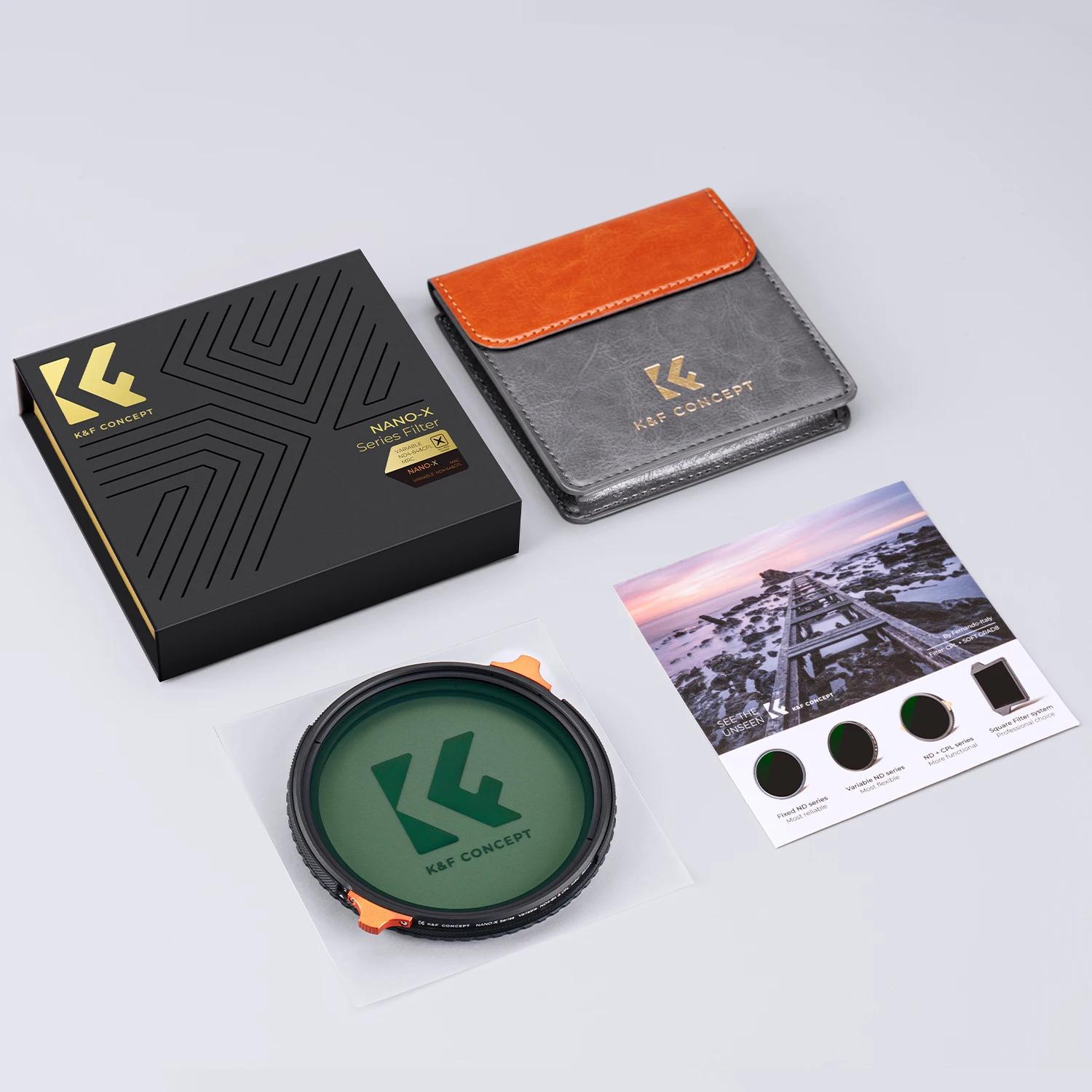 K & F CONCEPT Nano-X série 2in1 filtre polarisant circulaire Variable ND + CPL 37-82mm ND4 à ND64 fi