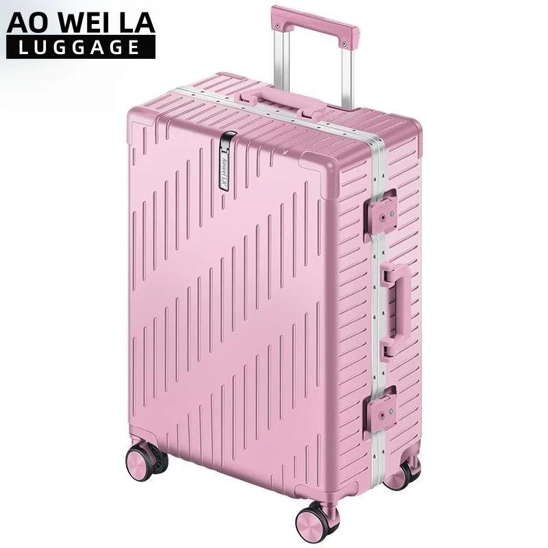 Valise de voyage à roulettes en aluminium grande capacité, durable pour hommes et femmes, 20/24 pouc