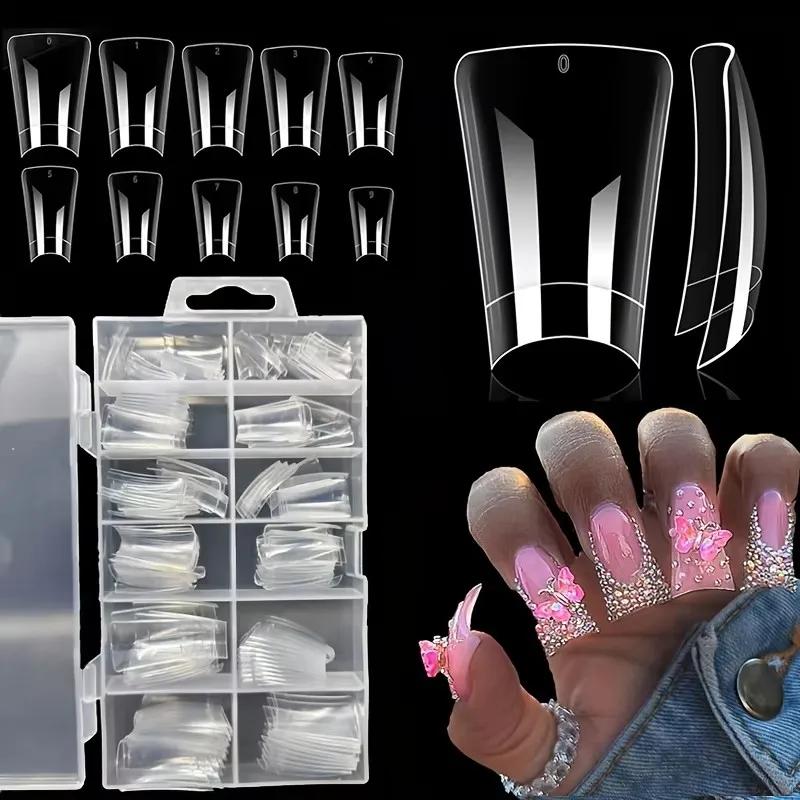 120 pièces de pointes d'ongles de canard de longueur moyenne, 12 tailles, en boîte, pointes d'ongles