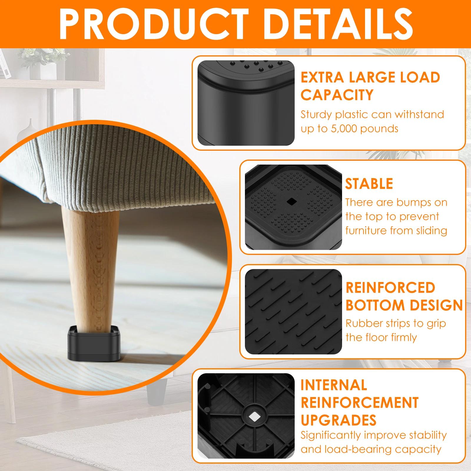 8/16 pièces rehausseurs de meubles robuste lit chaise Table rehaussement pied coussinet anti-dérapan