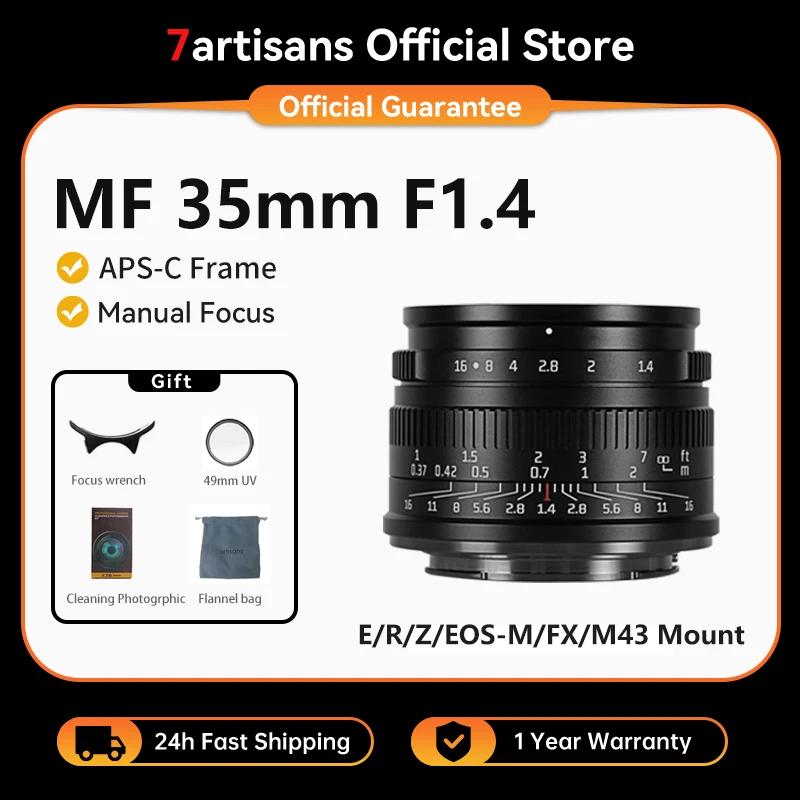 7artisans 35 mm F1.4 Mark II APS-C Objectif manuel à grande ouverture pour Sony E ZVE10 A6000 Fujifi