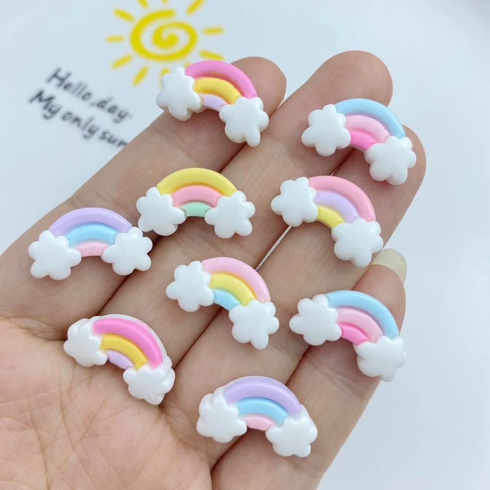 Mini arc-en-ciel en résine coloré, dos plat, embellissements pour nœuds de cheveux, accessoires de m