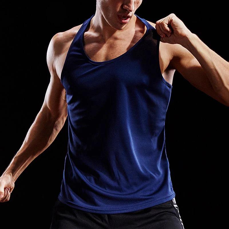 Hommes course gilet été salle de Sport Fitness mâle chemise sans manches entraînement Singlets Footb