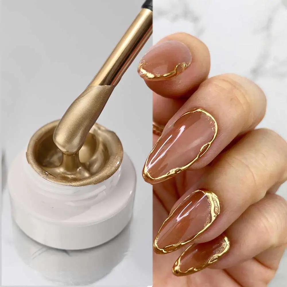 Vernis à ongles en Gel pour peinture métallique dorée, effet miroir métallique 3D, peinture pour des