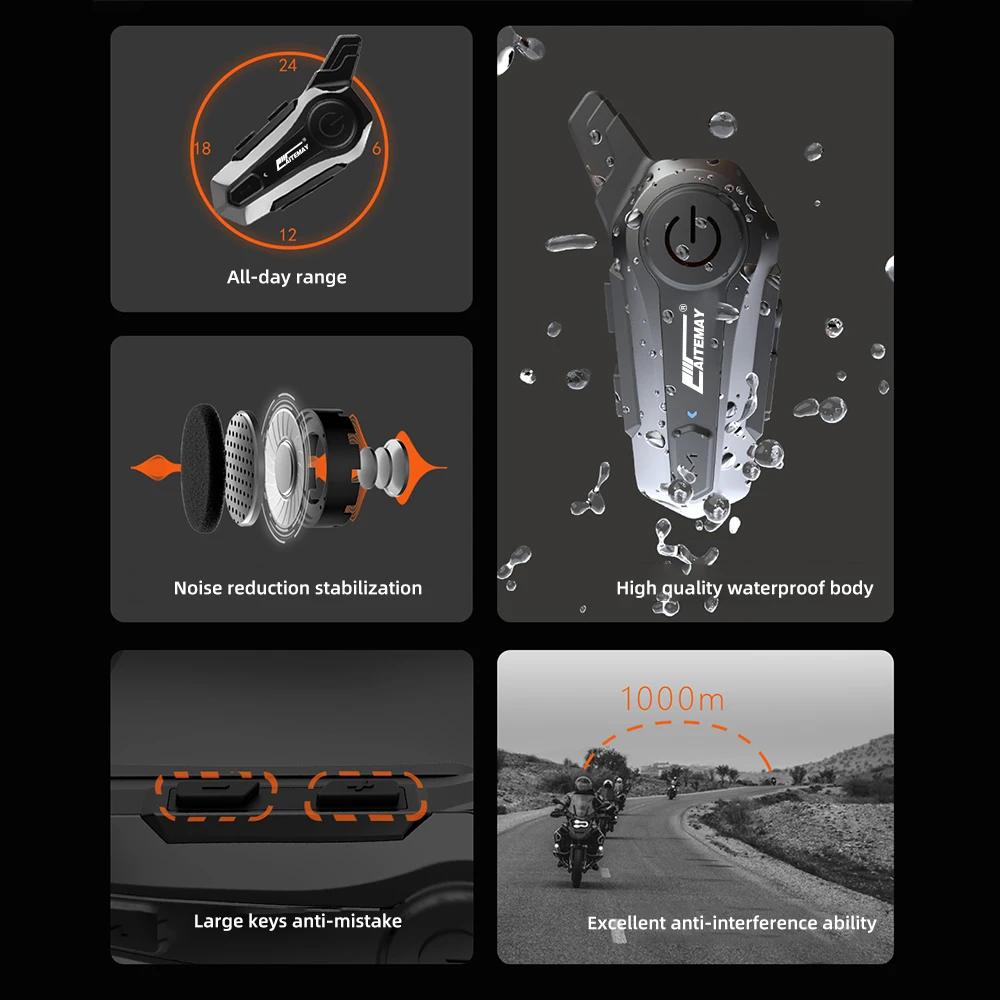 Oreillette Bluetooth sans fil pour moto, appareil de communication pour casque, intercom pour 2 moto
