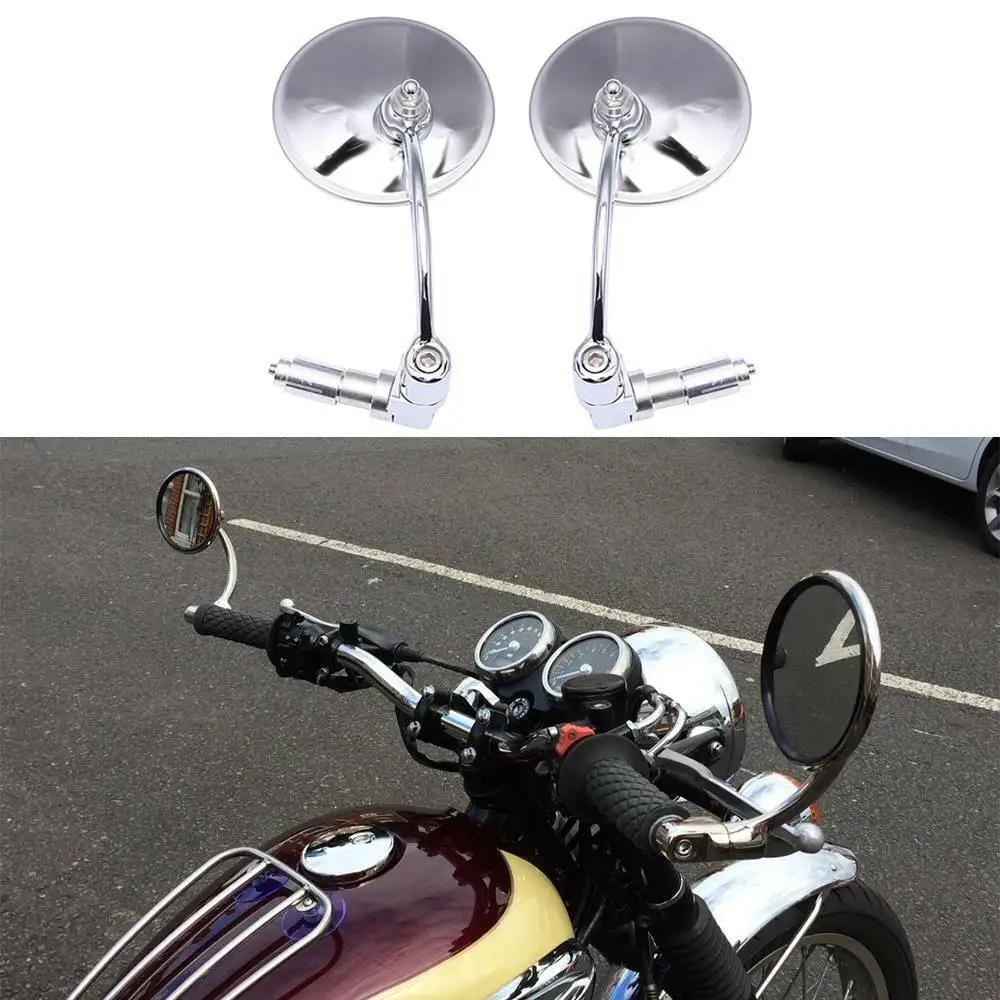 Rétroviseurs ronds universels chromés pour motos, 7/8 pouces, pour Honda, kawasaki, Triumph, Yamaha,