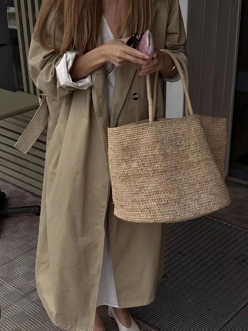 Nouveau sac à bandoulière en raphia grande capacité pour l'été, sac à main en herbe naturelle tressé