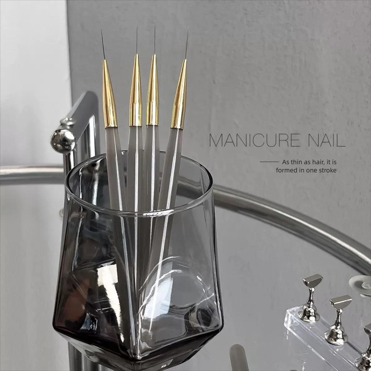 Ensemble de pinceaux professionnels pour Nail Art, 5 pièces, pinceaux à ongles à lignes fines, pince