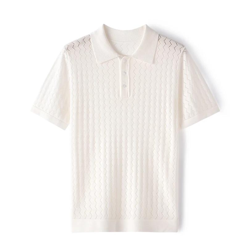 MVCircFLRT-T-shirt à manches courtes pour homme, polo en tricot respirant, chemise fine, chemise d'a