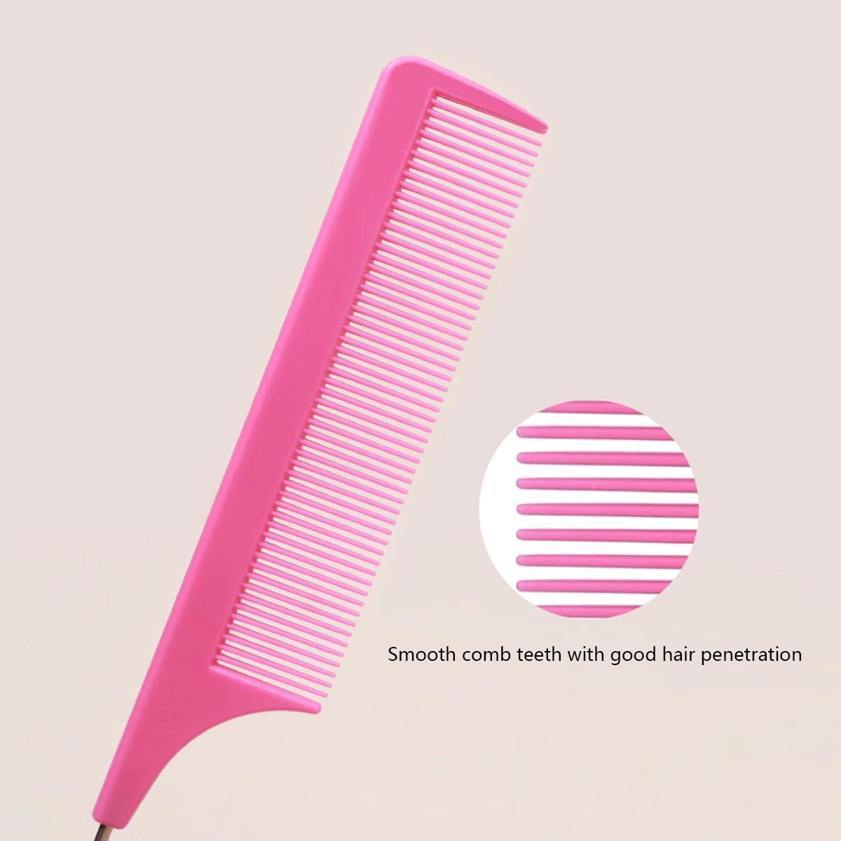 Peigne professionnel à queue pointue pour salon de coiffure, en acier inoxydable, antistatique, pour