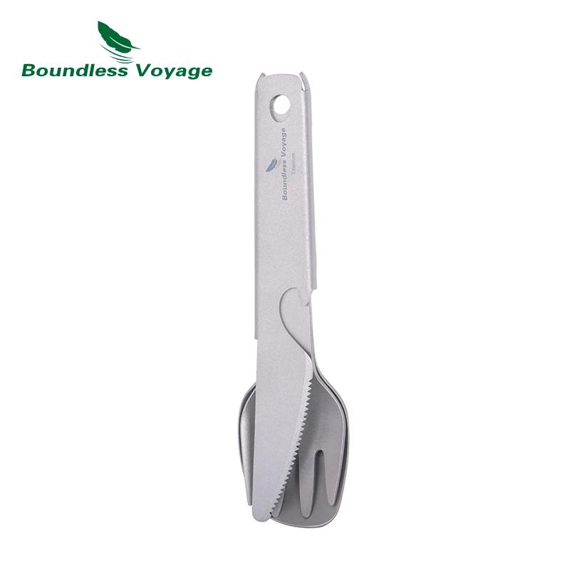 Ensemble de vaisselle en titane Voyage sans limites, couteau utilitaire d'extérieur, fourchette cuil