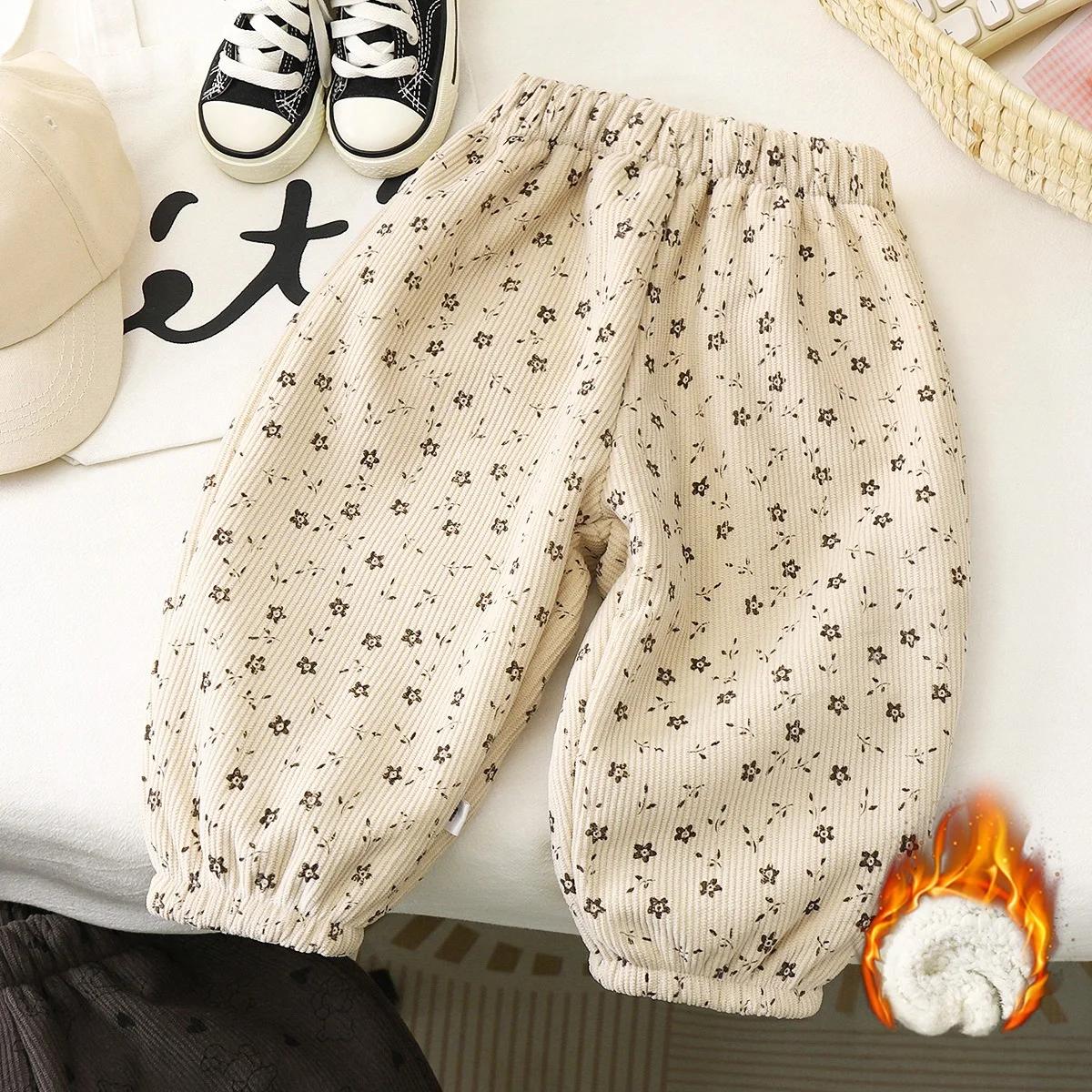 Pantalon unisexe doublé polaire pour enfants, collection Printemps 2026, motif rétro à pois, pour ga