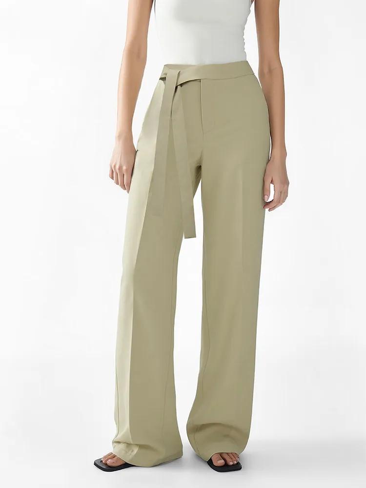 Pantalon Amii pour femme, nouvelle collection été 2026, taille nouée, coupe ample, jambe large, styl