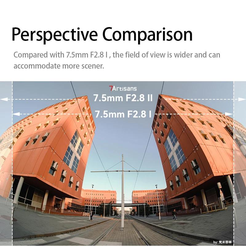 7artisans Objectif fisheye ultra grand angle 7,5 mm F2.8 Mark II pour Sony E Alpha 6400/ZVE10 Fuji X