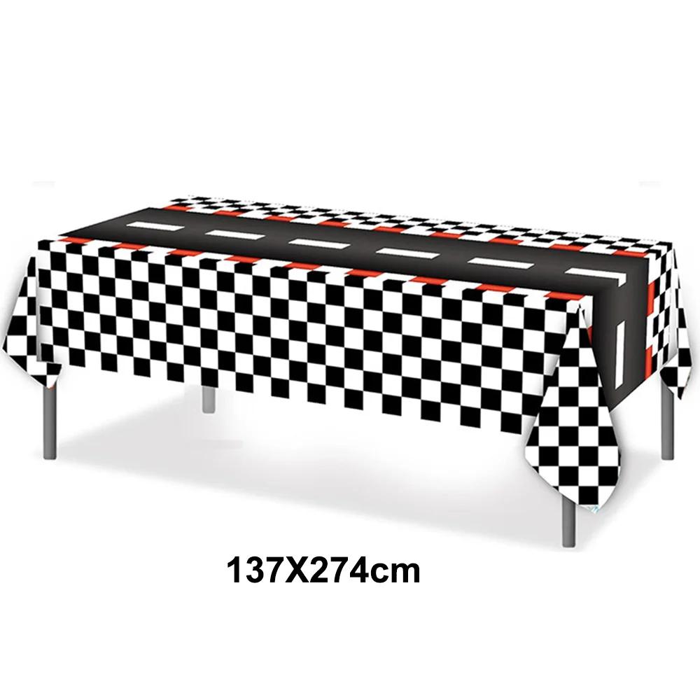 Nappe de fête de voiture de course à carreaux, drapeau à carreaux noir et blanc, nappe de route, cou