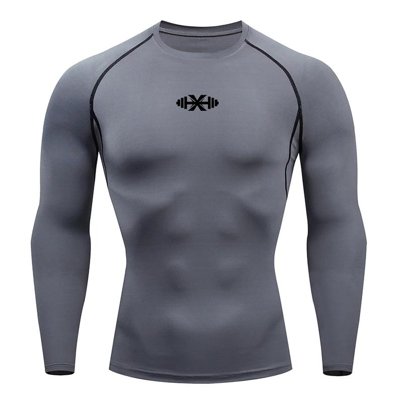 Hommes course Compression T-shirt manches longues Sport t-shirts Gym Fitness sweat mâle Jogging surv