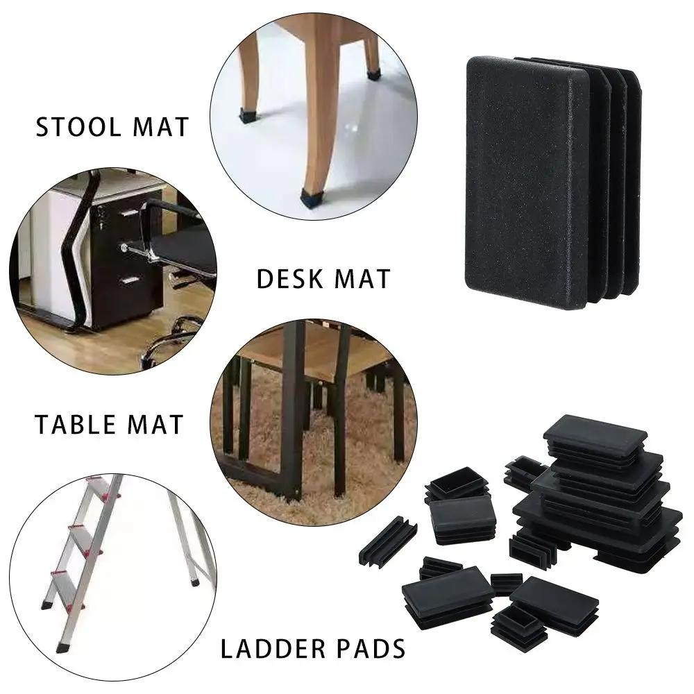 Pieds de chaise en plastique noir, couvre-pieds de protection des pieds, antidérapant, rectangulaire