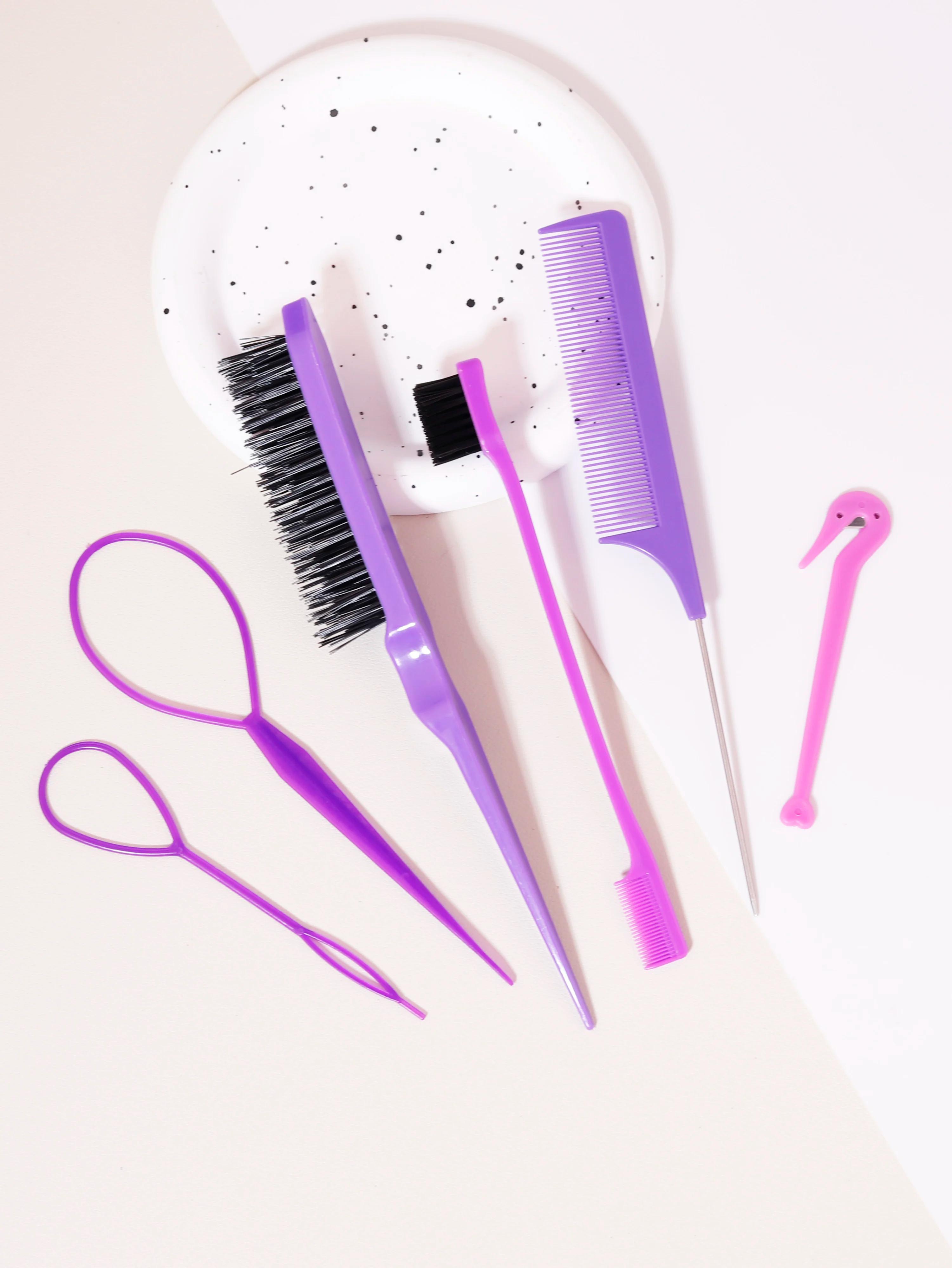 Ensemble de Peignes de Coiffure, Brosse à Queue Jolie tue, Outil de Tissage, Anneau, Coupe-artificie
