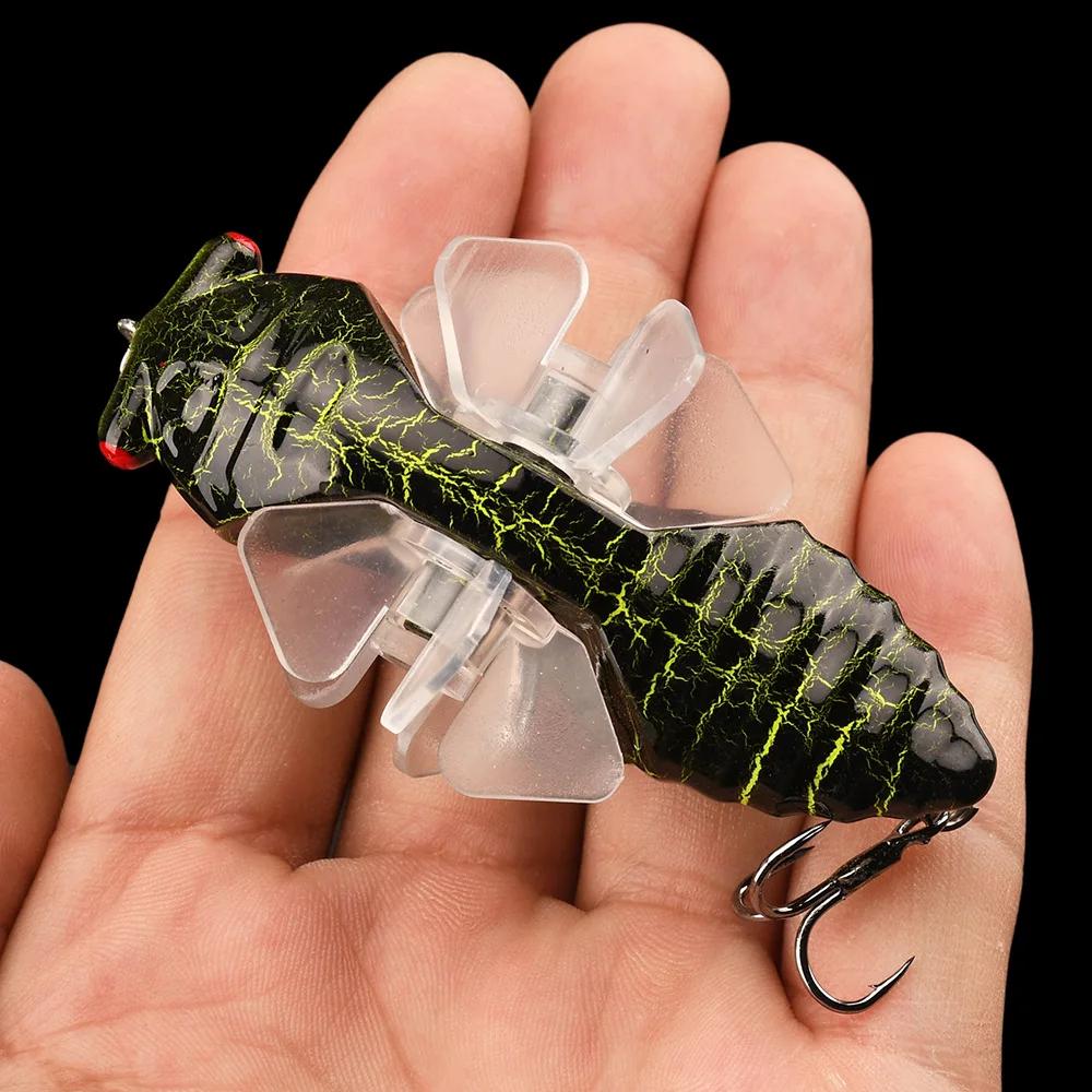 Cigale bionique leurre de poisson dur filature appât de pêche 7.5 cm/14g hélice triple crochet pour 