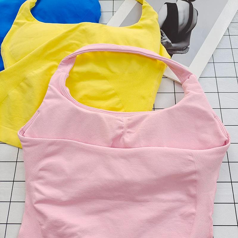 Bralette dos nu à col carré pour femmes, bretelles épaisses, coupe ajustée, coussinets amovibles, ha